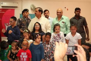  Children with Union Minister Mahesh Sharma During a DSFI Health Camp